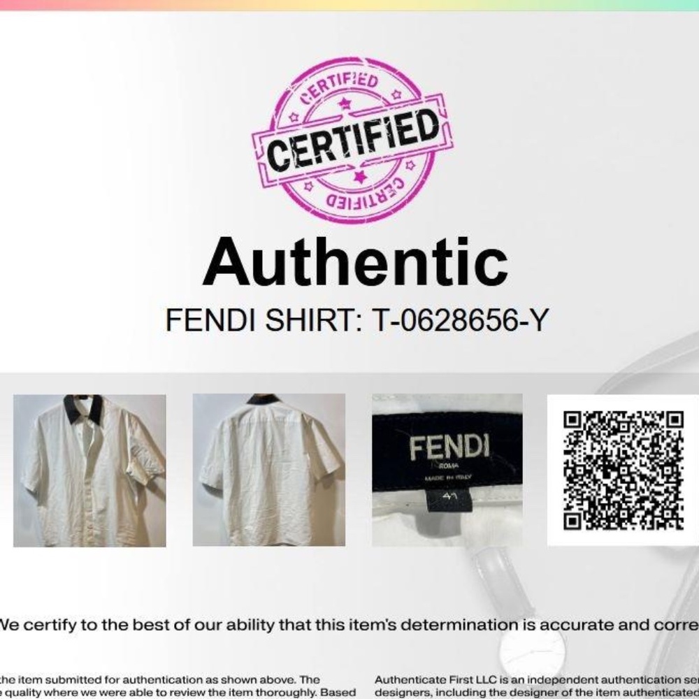 Fendi Roma Authentic Mens White Cotton Short Sleeve Collared Dress Shirt Size 41 - Picture 6 of 14